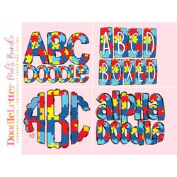 autism mega doodle letter bundle, alphabet set, clip art letters, doodle monogram bundles png