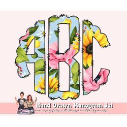 sunflowers pink monogram full alphabet individual saved monogram letters circle monogram scalloped round left middle rig