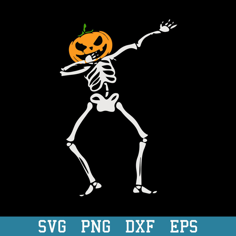 Dabbing Skeleton Pumpkin Halloween Svg, Funny Halloween Svg, Halloween Svg, Png Dxf Eps Digital File.jpeg
