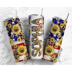 usa leopard sunflower tumbler & doodle letter set, add your own name, country western tumbler design seamless straight 2