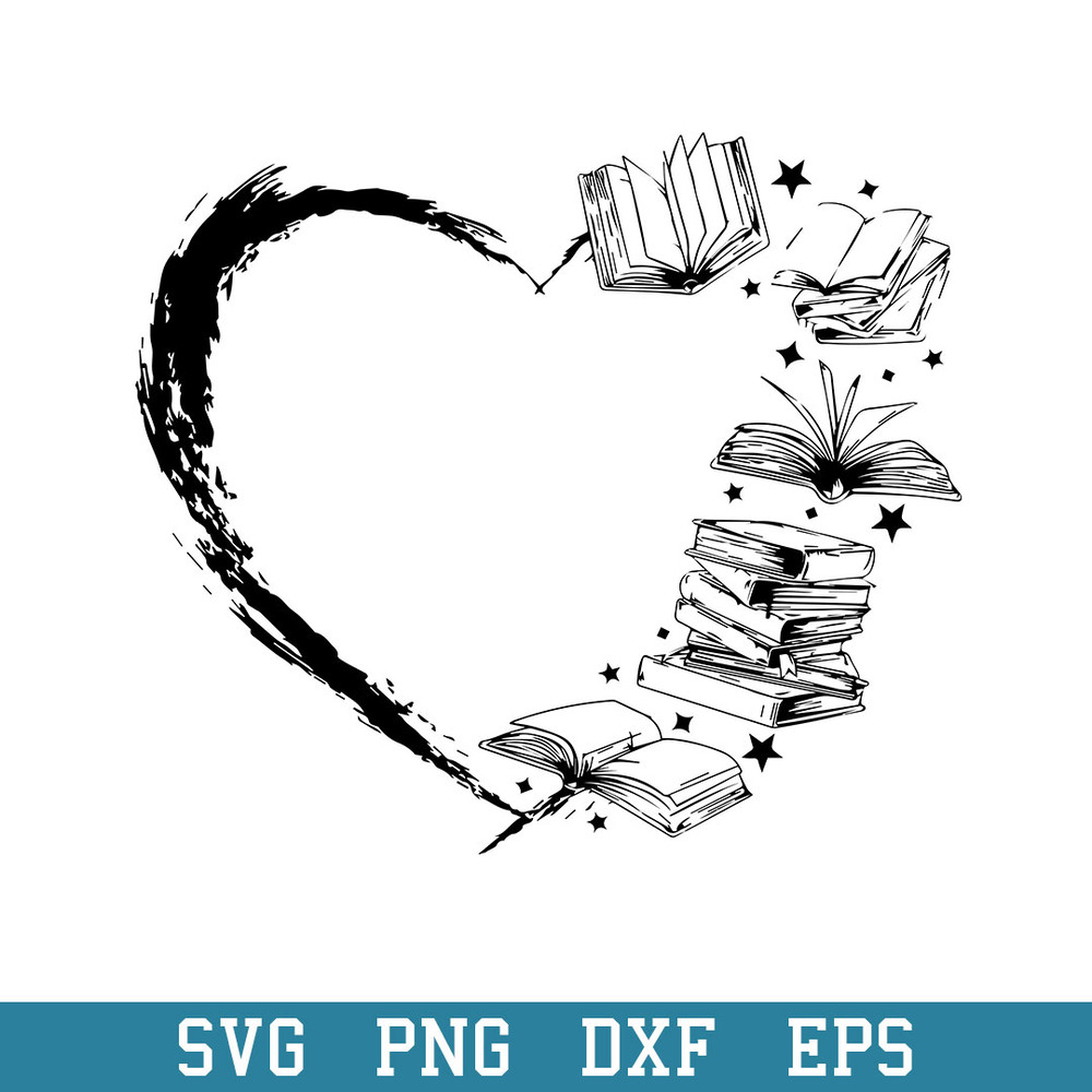 Half of Book Heart Svg, Halloween Svg, Png Dxf Eps Digital File.jpeg