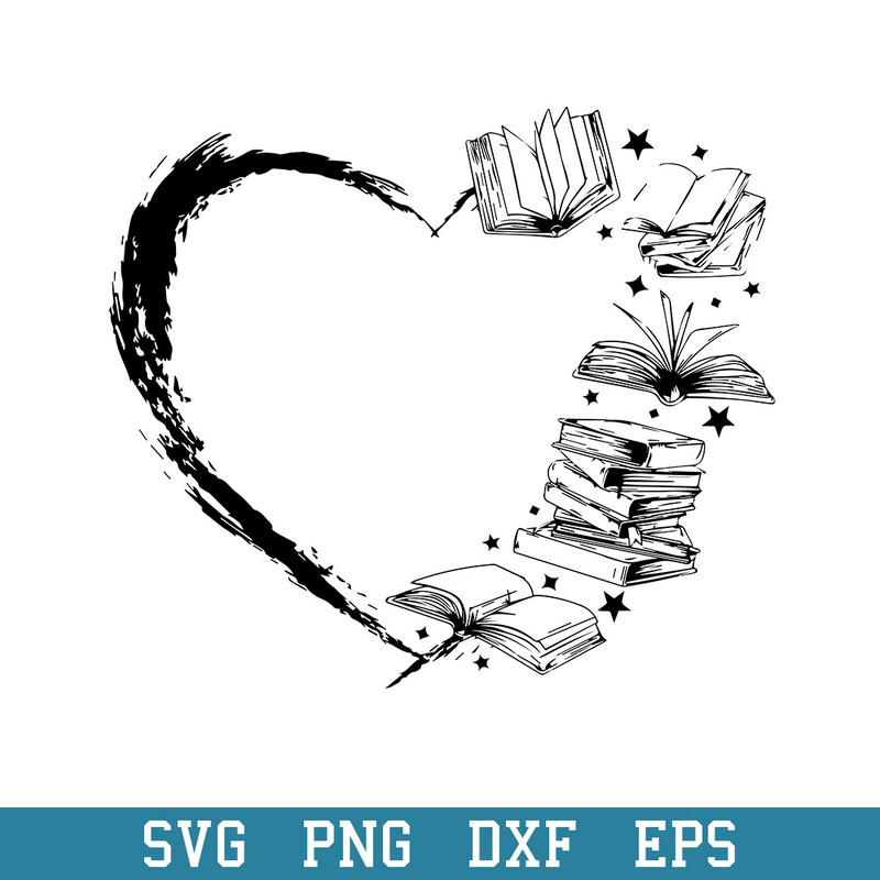 Half of Book Heart Svg, Halloween Svg, Png Dxf Eps Digital File.jpeg