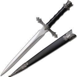 Fantasy Historical Short Sword King Arthur Collectors Knife with Scabbard-Satin Finish Blade,Nylon Fiber Handle,.