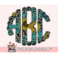 sunflower western monogram alphabet individual saved monogram letters circle monogram scalloped round left middle right