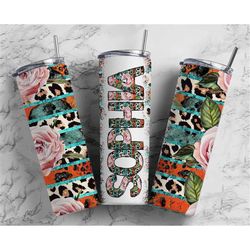 tumbler  doodle letter set, add your own name, western floral animal tumbler design seamless country sublimation designs