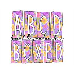 spring flowers box doodle letters, western hand drawn doodle alphabet set, sublimation designs png - 271