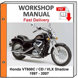 Honda Shadow 600 Vt600c 1997 1998 1999 2000 2001 2002 2003 2004 2005 2006 2007 Service Repair Shop Manual