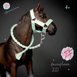 mint schleich model horse tack realistic custom handmade toy accessories halter lead rope mariephorses marie p. horses
