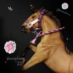 Amethyst Purple and Pearl Pink realistic Schleich Horse Tack Custom Model Toy Accessories Halter Lead Rope MariePHorses