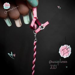 Sherbet Pink and Magenta Dark Pink Realistic model horse tack Schleich toy Accessories Custom Halter Lead MariePHorses
