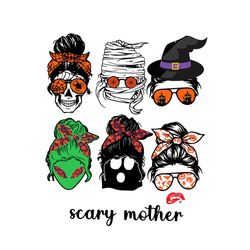 scary mother halloween svg happy halloween vector svg, halloween mom witch gift for halloween day svg, silhouette sublim