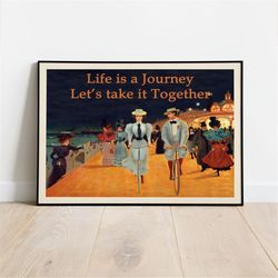 life is journey poster, vintage art print, vintage poster, retro poster, download art print