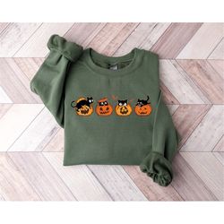 Halloween Sweatshirt,Cat Sweatshirt,Ghost Shirt,Halloween Sweater,Cool Halloween Cat Shirt,Cat Lover Tshirt, Black Cat S