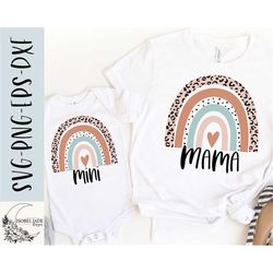 mama mini set svg design - mama rainbow svg file for cricut - boho rainbow svg - eps, png, dxf, mommy and me svg bundle