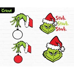 layered grinch svg, grinchmas svg, grinch hand svg, grinch face svg, green character svg , cutting files for cricut silh