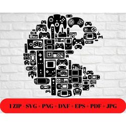unique pac-man mosaic svg png jpg | gamer gaming eps dxf pdf | video games pacman pac man | cut friendly instant downloa