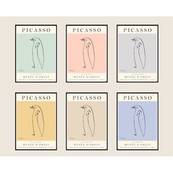 picasso poster line art posters, the penguin, choose a colour, gallery quality art, vintage art, minimalist poster, art