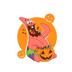 patrick candy pumpkin halloween svg happy halloween vector svg, halloween patrick gift for halloween day svg, silhouette