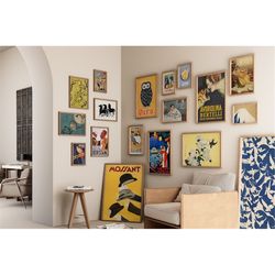 eclectic gallery art, vintage wall art, maximalist wall art, vintage poster art, gallery wall set, digital download, pri