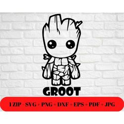 Cute Baby Groot SVG PNG JPG dxf eps pdf | Guardians | Galaxy | Silhouette | Cricut | Printable Cut File | Instant Digita