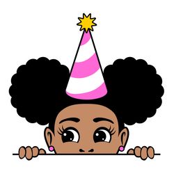 Peekaboo Afro Puffs Birthday Girl SVG, Silhouette Cut File, Cut file SVG, PNG, EPS, DXF, Instant Download