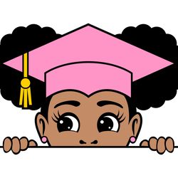 peekaboo afro puffs grad girl svg, silhouette cut file, cut file svg, png, eps, dxf, instant download