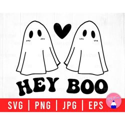 hey boo! best friend ghosts couple halloween spooky vibes, halloween boo crew svg png eps jpg files for diy t-shirt, sti
