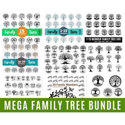 mega family tree bundle svg, family tree svg, family tree with quotation svg, tree of life svg, family tree svg custom w