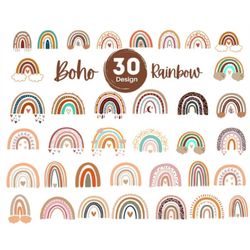 30 boho rainbow svg bundle, cute rainbow svg, boho rainbow clipart,  rainbow svg, hand drawn rainbow, rainbow clipart, b