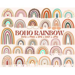 30 boho rainbow svg bundle, cute rainbow svg, boho rainbow clipart, rainbow clipart, rainbow svg, hand drawn rainbow, bo
