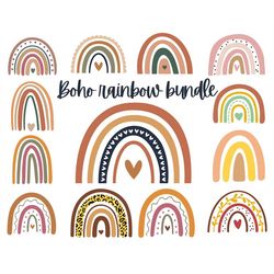15 boho rainbow svg bundle, cute rainbow svg, rainbow svg, hand drawn rainbow, boho rainbow svg leopard, boho stickers,