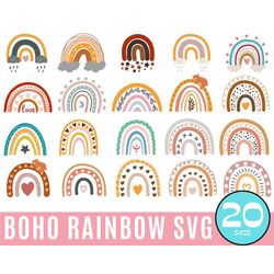 20 boho rainbow svg bundle, cute rainbow svg, boho rainbow clipart, rainbow svg, hand drawn rainbow, rainbow clipart, bo