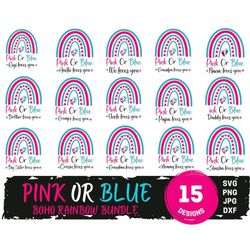 pink or blue boho rainbow svg clipart bundle hand drawn | boho rainbow png svg | rainbow baby svg | pastel rainbows svg