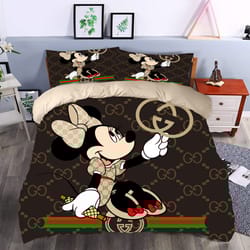 minnie mouse gucci fashion logo luxury brand bedding sets, bedroom decor , decorations for home bedding sets