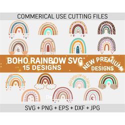 boho rainbow svg, boho rainbow svg bundle, boho rainbow clipart, rainbow vector, rainbow cricut file, pastel rainbow svg