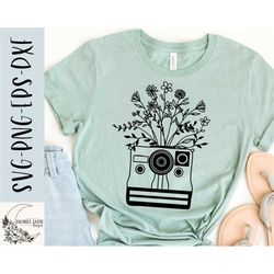 wildflowers svg design - wildflower camera svg file for cricut - wild flower drawing svg - flower svg - cut file