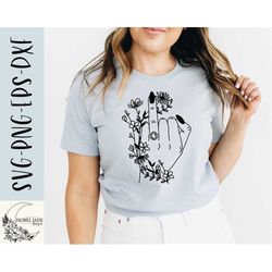 bride svg design - ring finger shirt svg file for cricut - floral wedding shirt - wildflower hand svg digital download