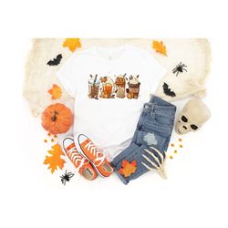 Fall Coffee Shirt, Cute Fall Shirt, Coffee Lover tee Shirt, Halloween Pumpkin Latte Drink Cup, Pumpkin Spice Shirt, Than