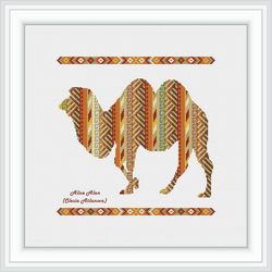 Cross stitch pattern sampler Camel silhouette ethnic ornament Africa Asia animal counted crossstitch patterns PDF