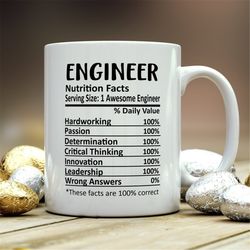 engineer mug, engineer gift, engineer nutritional facts mug, best engineer gift, engineer graduation, funny engineer co