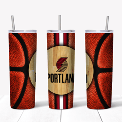 portland trail blazers 20oz skinny tumbler template png, nba logo portland trail blazers tumbler wrap png, basketball