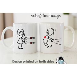 magnet attraction couple matching coffee mug set funny husband and wife anniversary and love gifts