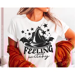 feeling witchy svg png, witchy vibes svg, halloween festive svg cut file for cricut shirt design, funny halloween svg qu