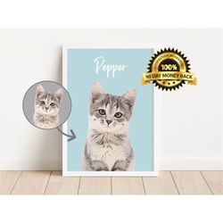 custom pet portraits, personalized digital dog and cat art using your pet photo - custom dog and cat portraits, pet draw