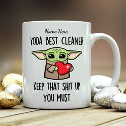 personalized gift for cleaner, yoda best cleaner, cleaner gift, cleaner mug, gift for cleaner, funny personalized cleane