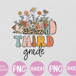 retro third grade teachers leopard back to school student svg, eps, png, dxf, digital download