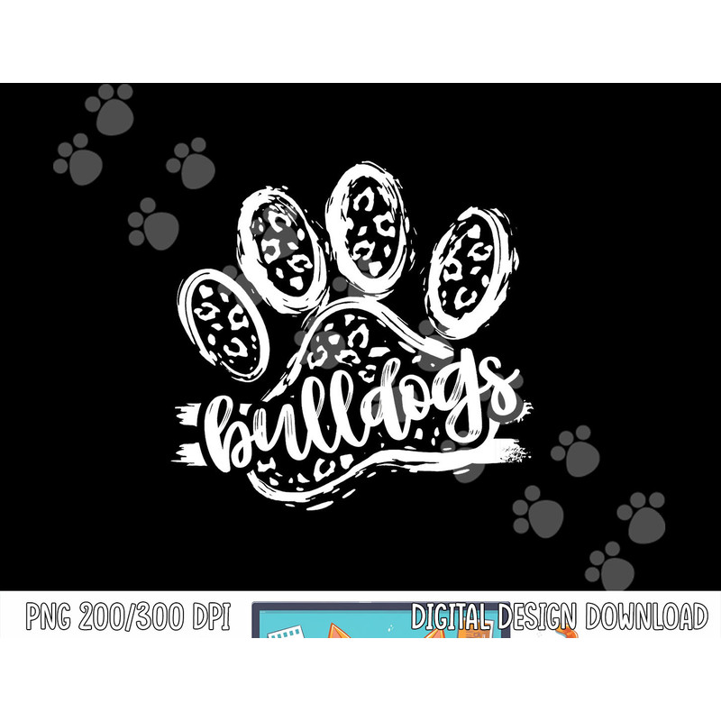 Retro Bulldogs Mascot School Spirit Leopard Print Paw Sports png, sublimation copy.jpg