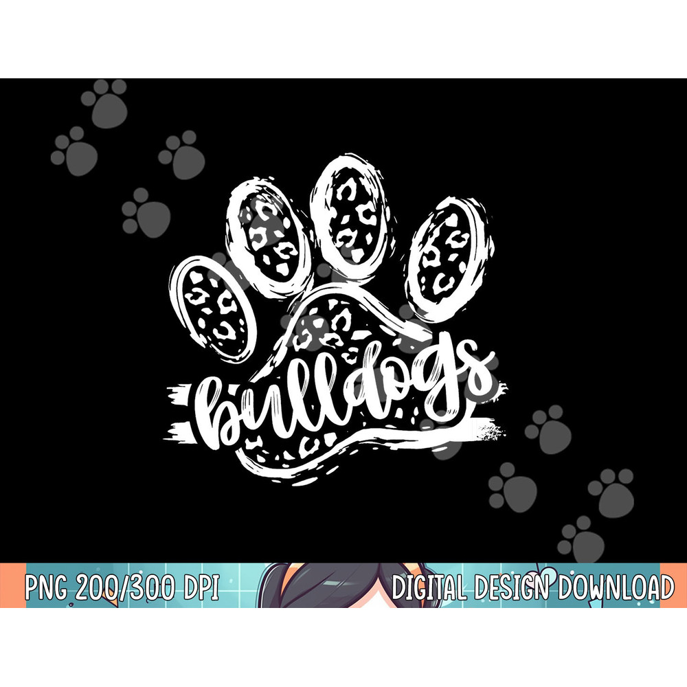 Retro Bulldogs Mascot School Spirit Leopard Print Paw Sports png, sublimation.jpg