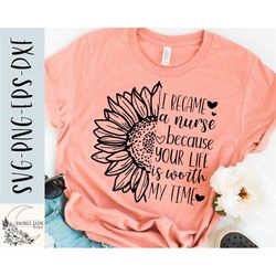 nurse svg, nurse shirt svg, sunflower svg, shirt, nurse life svg, svg,png, eps, dxf, instant download, cricut