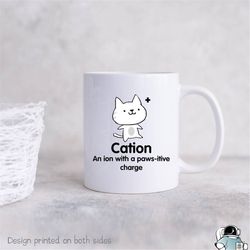 cation pawsitive charge coffee mug funny pet cat owner gift